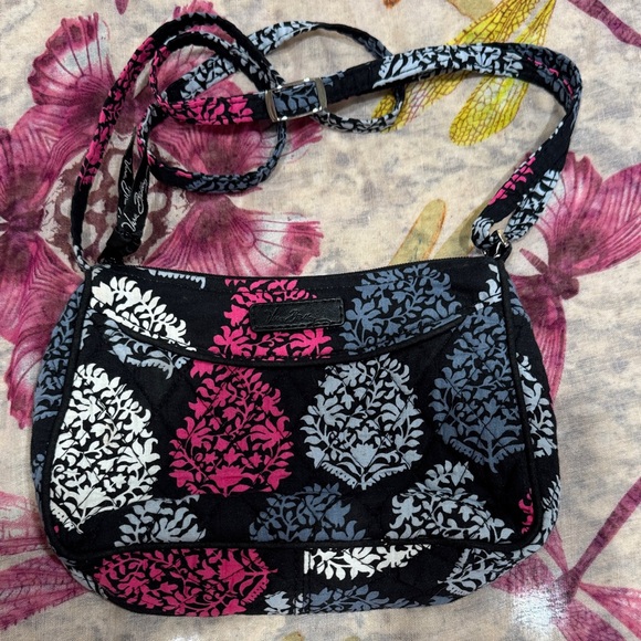 Vera Bradley Handbags - Vera Bradley Northern Lights Black and Pink Floral Shoulder Bag